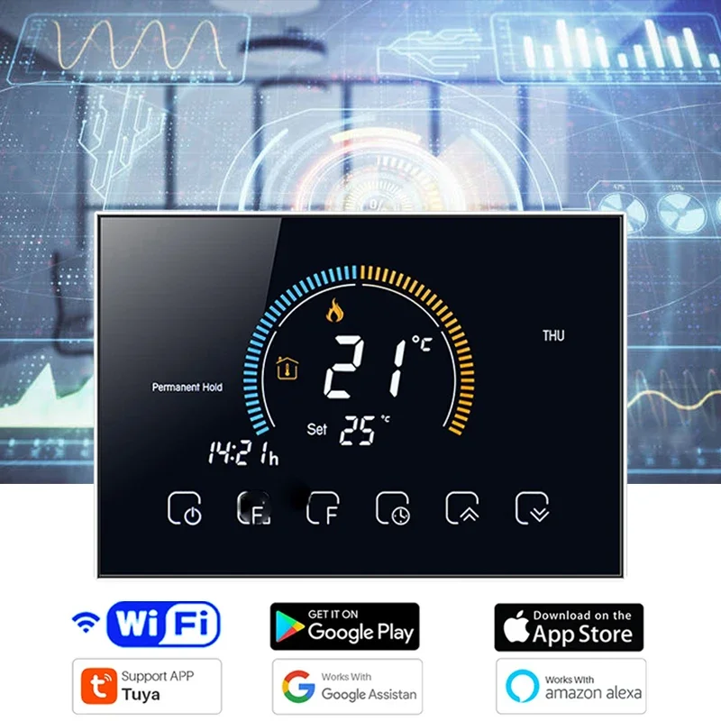 Smart Home Thermostat - TUYA Smart Wi-Fi Programmable Thermostat with